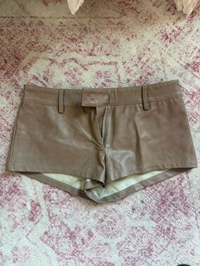 Edikted Light Brown Leather Women's Shorts